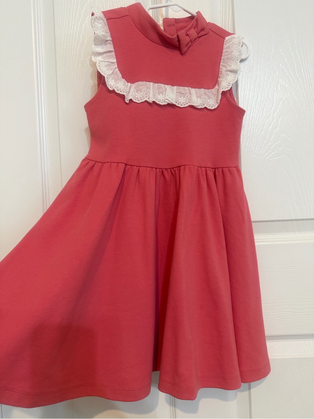 Janie and Jack Coral Dress with White Eyelet Ruffle